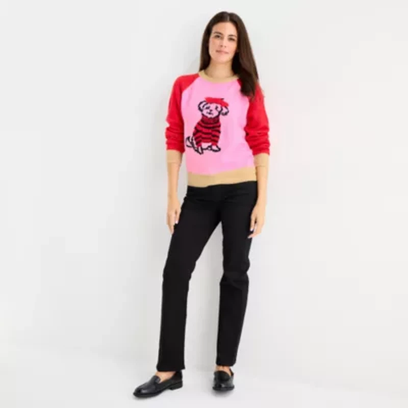 St. John's Bay Womens Crew Neck Long Sleeve Pullover Sweater