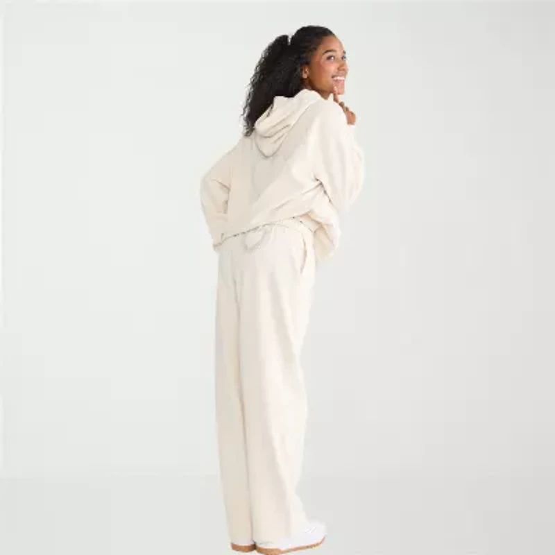 AEROPOSTALE Womens Juniors Wide Leg Mid Rise Sweatpant