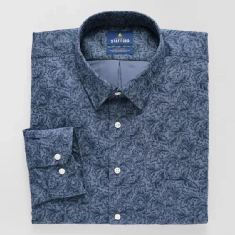 Stafford Advanced Performance Sweat Repel Mens Classic Fit Long Sleeve Dress Shirt