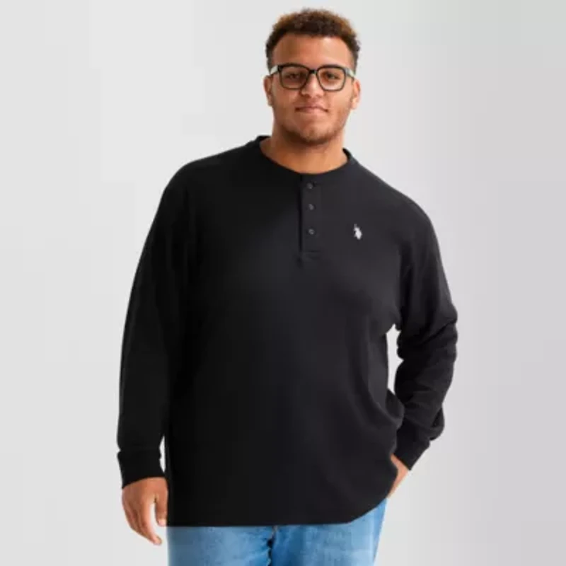 U.S. Polo Assn. Mens Henley Neck Long Sleeve Embroidered Classic Fit Big and Tall Thermal Top