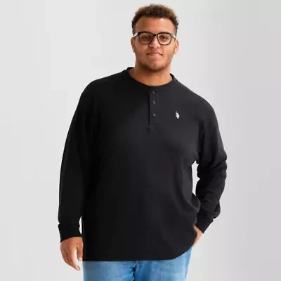 U.S. Polo Assn. Mens Henley Neck Long Sleeve Embroidered Classic Fit Big and Tall Thermal Top