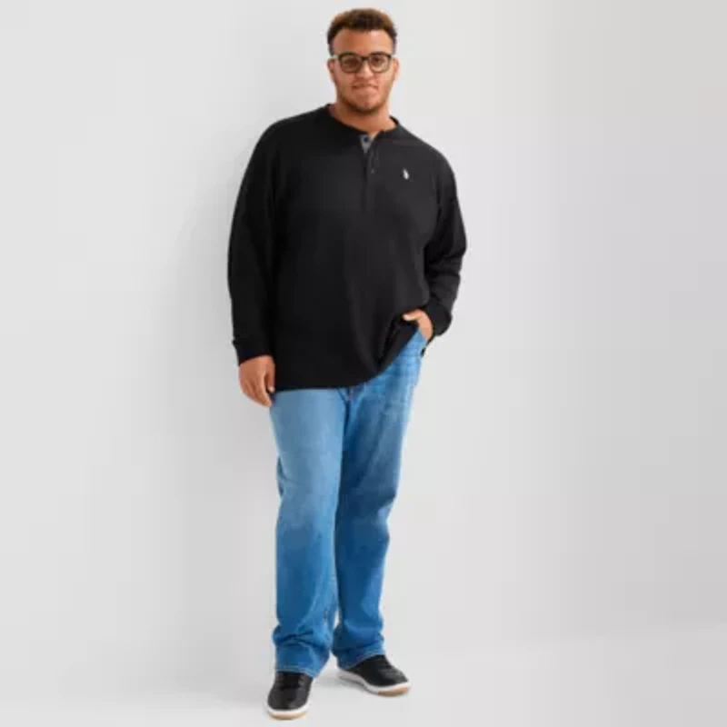U.S. Polo Assn. Mens Henley Neck Long Sleeve Embroidered Classic Fit Big and Tall Thermal Top