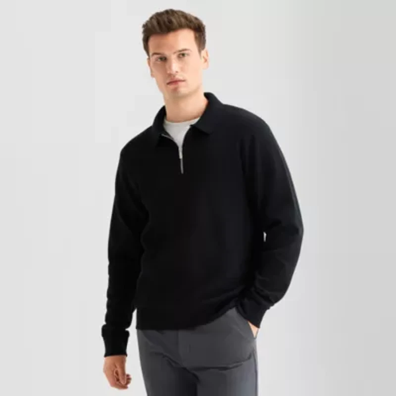 Stylus Mens Regular Fit Long Sleeve Waffle Polo Shirt