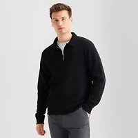 Stylus Mens Regular Fit Long Sleeve Waffle Polo Shirt