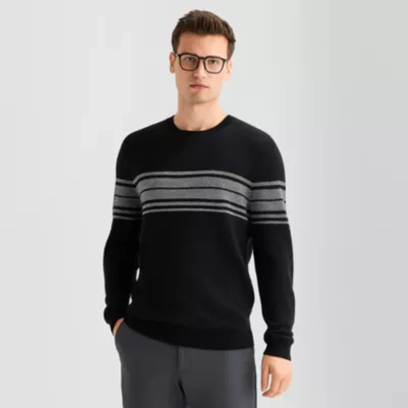 J. Ferrar Mens Crew Neck Long Sleeve Pullover Sweater