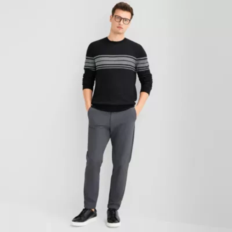 J. Ferrar Mens Crew Neck Long Sleeve Pullover Sweater
