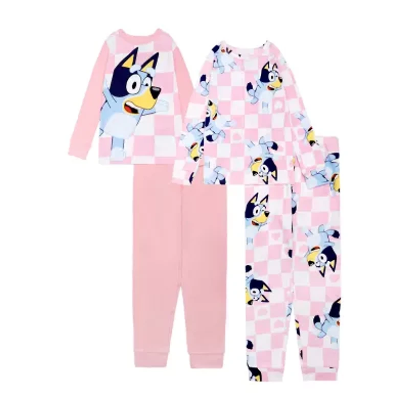 Little & Big Kid Girls Bluey Crew Neck Long Sleeve 4-pc. Pajama Sets