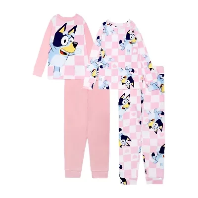 Little & Big Kid Girls Bluey Crew Neck Long Sleeve 4-pc. Pajama Sets