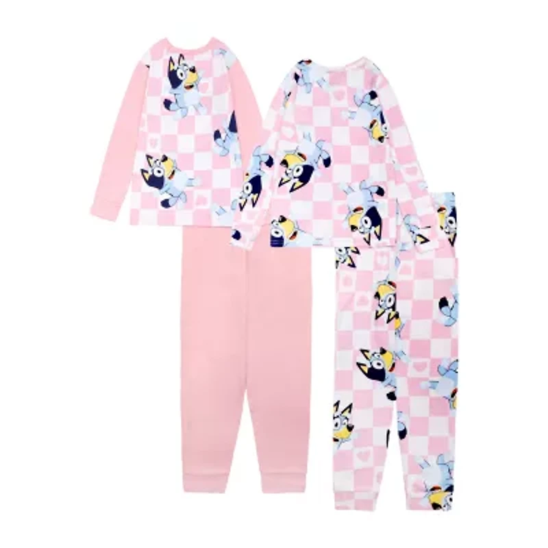 Little & Big Kid Girls Bluey Crew Neck Long Sleeve 4-pc. Pajama Sets
