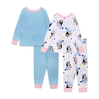 Toddler Girls Bluey Crew Neck Long Sleeve 4-pc. Pajama Sets