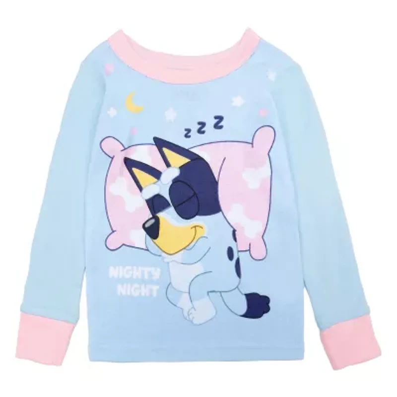 Toddler Girls Bluey Crew Neck Long Sleeve 4-pc. Pajama Sets