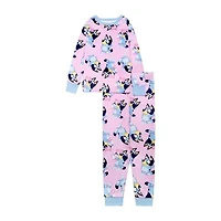 Velour Little & Big Kid Girls Bluey Crew Neck Long Sleeve 2-pc. Pajama Sets