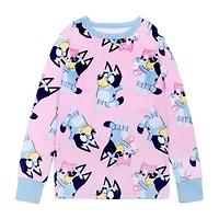 Velour Little & Big Kid Girls Bluey Crew Neck Long Sleeve 2-pc. Pajama Sets