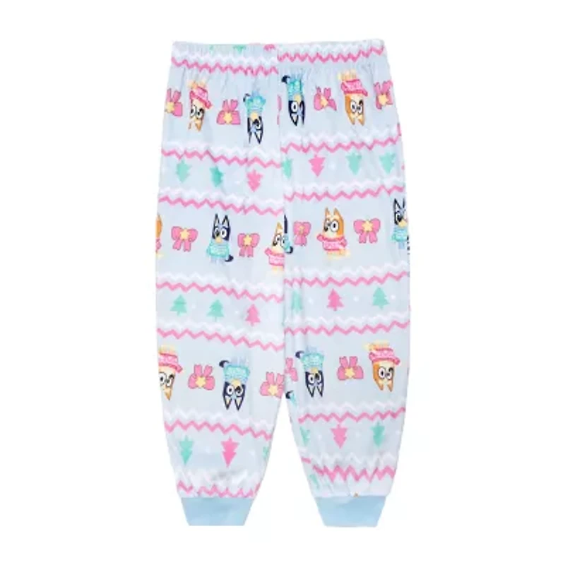 Toddler Girls Bluey Velour Crew Neck Long Sleeve 3-pc. Pajama Sets