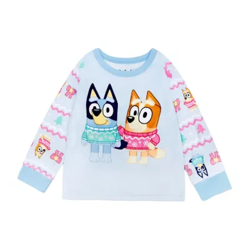 Little & Big Kid Girls Bluey Velour Crew Neck Long Sleeve 3-pc. Pajama Sets