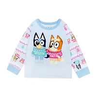 Little & Big Kid Girls Bluey Velour Crew Neck Long Sleeve 3-pc. Pajama Sets