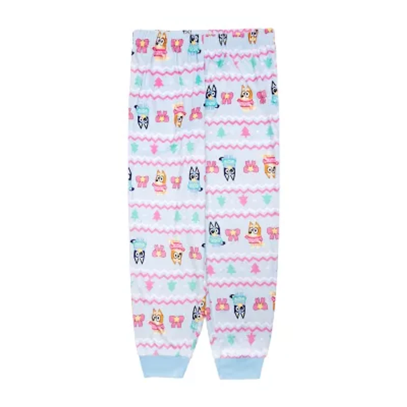 Little & Big Kid Girls Bluey Velour Crew Neck Long Sleeve 3-pc. Pajama Sets