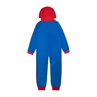 Disney Collection Little & Big Kid Boys Spiderman Microfleece Hooded Long Sleeve One Piece Pajama