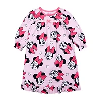 Disney Collection Toddler Girls Minnie Mouse Round Neck Long Sleeve Nightgown