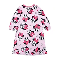 Disney Collection Toddler Girls Minnie Mouse Round Neck Long Sleeve Nightgown