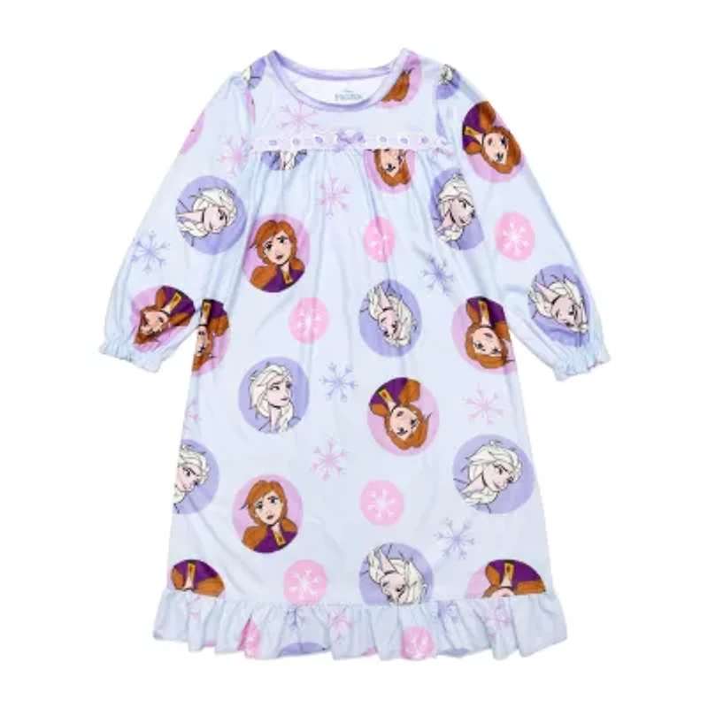 Disney Collection Toddler Girls Frozen Round Neck Long Sleeve Nightgown