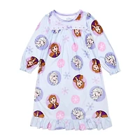 Disney Collection Toddler Girls Frozen Round Neck Long Sleeve Nightgown