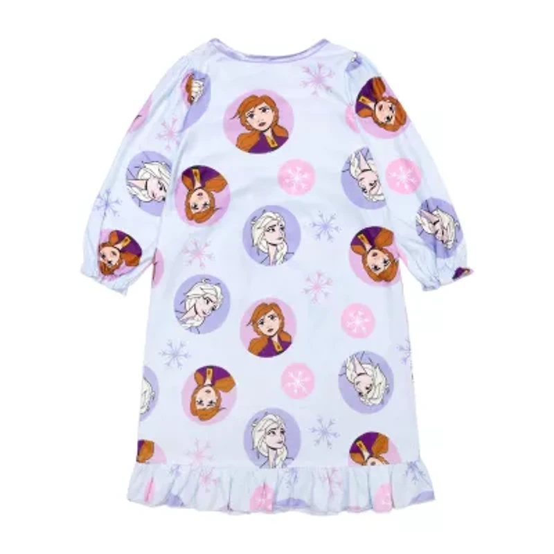Disney Collection Toddler Girls Frozen Round Neck Long Sleeve Nightgown