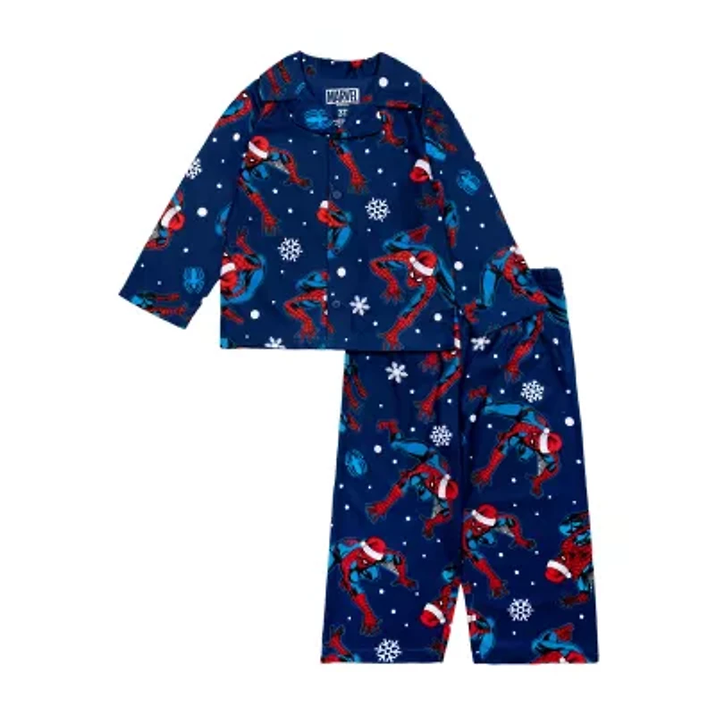 Disney Collection Toddler Boys Spiderman Crew Neck Long Sleeve 2-pc. Pajama Sets