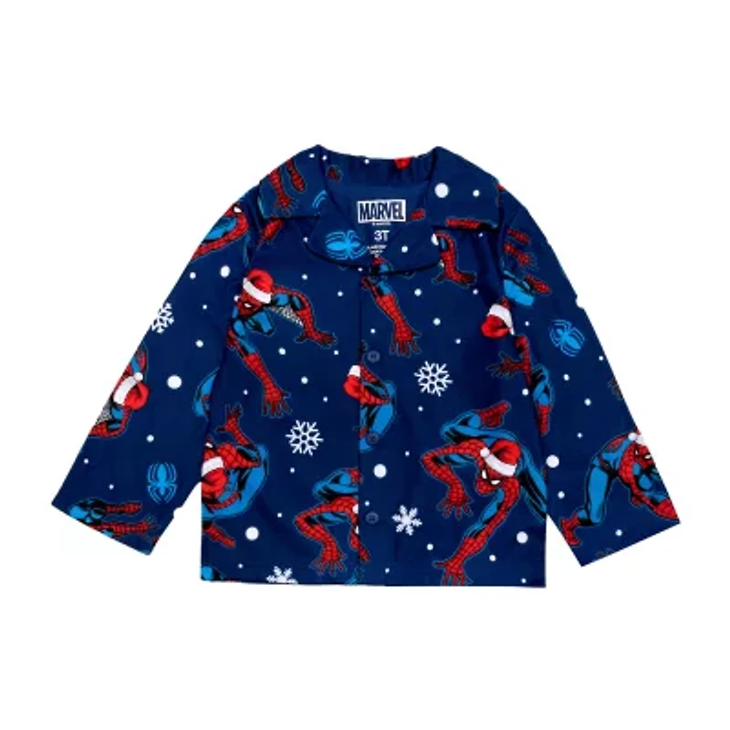 Disney Collection Toddler Boys Spiderman Crew Neck Long Sleeve 2-pc. Pajama Sets