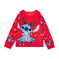 Disney Collection Little & Big Kid Girls Lilo Stitch Crew Neck Long Sleeve 2-pc. Pajama Sets