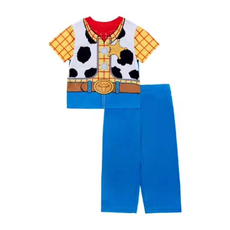 Disney Collection Toddler Boys Toy Story Woody Crew Neck Short Sleeve 2-pc. Pajama Sets