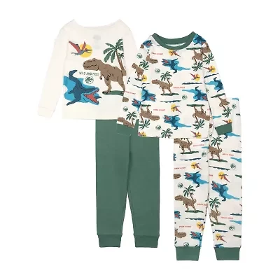 Toddler Boys Jurassic World Crew Neck Long Sleeve 4-pc. Pajama Sets