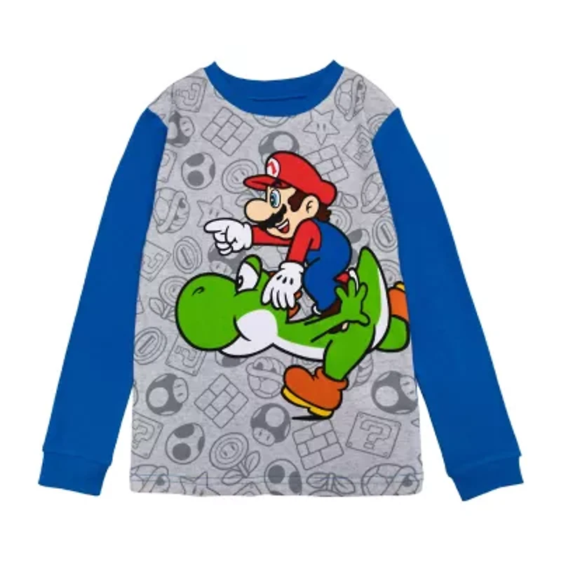 Little & Big Kid Boys Super Mario Crew Neck Long Sleeve 4-pc. Pajama Sets