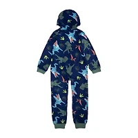 Big Kid Boys Jurassic World Microfleece Hooded Long Sleeve One Piece Pajama