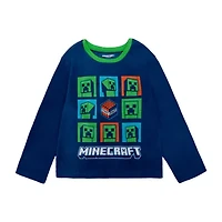 Fleece Big Kid Boys Minecraft Microfleece Crew Neck Long Sleeve 2-pc. Pajama Sets