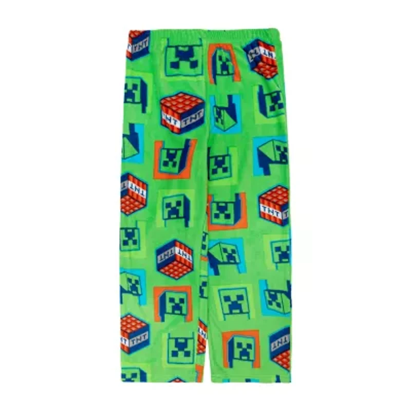 Fleece Big Kid Boys Minecraft Microfleece Crew Neck Long Sleeve 2-pc. Pajama Sets