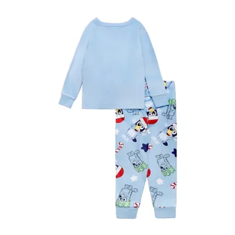 Toddler Boys Bluey Fleece Crew Neck Long Sleeve 3-pc. Pajama Sets
