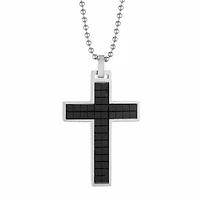Mens Stainless Steel Cross Inch Pendant Necklace