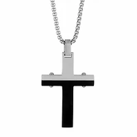 Mens Stainless Steel Cross Inch Pendant Necklace