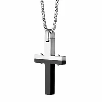 Mens Stainless Steel Cross Inch Pendant Necklace