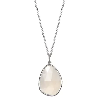 Womens Genuine White Chalcedony Sterling Silver 18 Inch Pendant Necklace