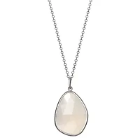 Womens Genuine White Chalcedony Sterling Silver 18 Inch Pendant Necklace