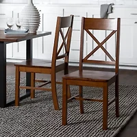2-pc. Antique Brown Wood Dining Chairs