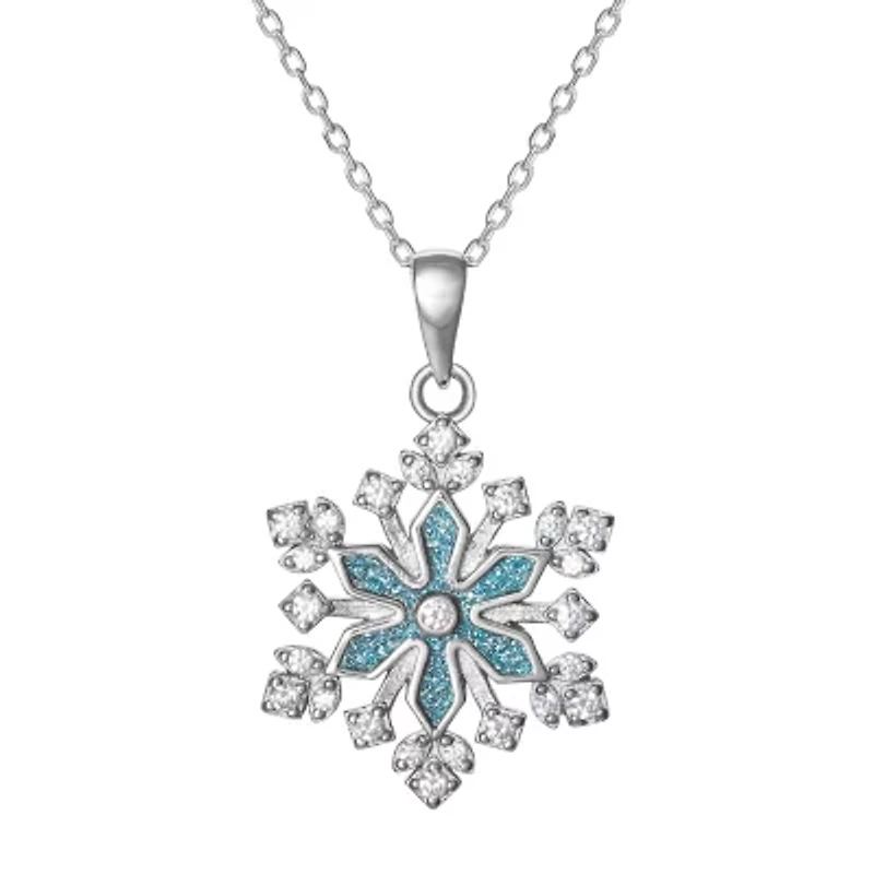 DiamonArt® Womens 1/3 CT. T.W. White Cubic Zirconia Sterling Silver Snowflake Pendant Necklace