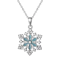 DiamonArt® Womens 1/3 CT. T.W. White Cubic Zirconia Sterling Silver Snowflake Pendant Necklace