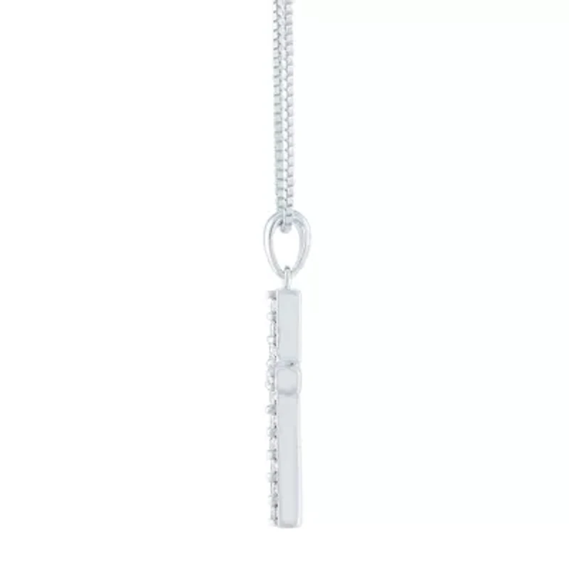 (G-H / Si1-Si2) Womens 1/4 CT. T.W. Lab Grown White Diamond Sterling Silver Cross 18 Inch Pendant Necklace