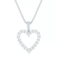 (G-H / Si1-Si2) Womens 1/4 CT. T.W. Lab Grown White Diamond Sterling Silver Heart 18 Inch Pendant Necklace