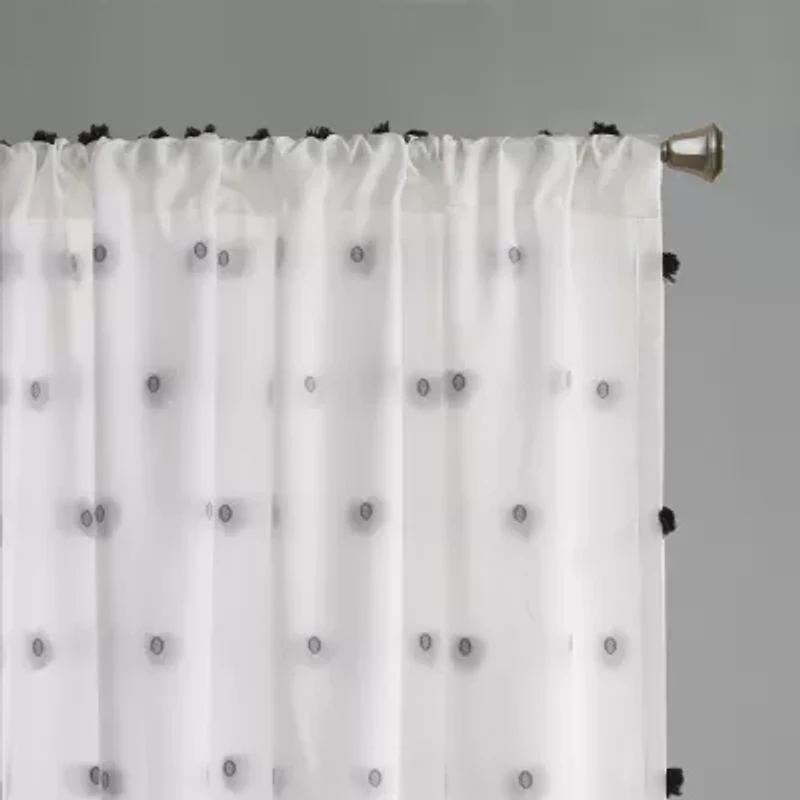 Intelligent Design Lauren Rod Pocket Embellished Sheer Single Curtain Panel