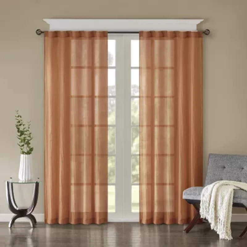Madison Park Kaylee Rod Pocket Sheer Set of 2 Curtain Panel