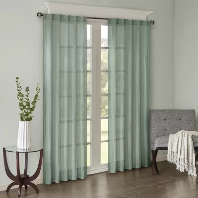 Madison Park Kaylee Rod Pocket Sheer Set of 2 Curtain Panel
